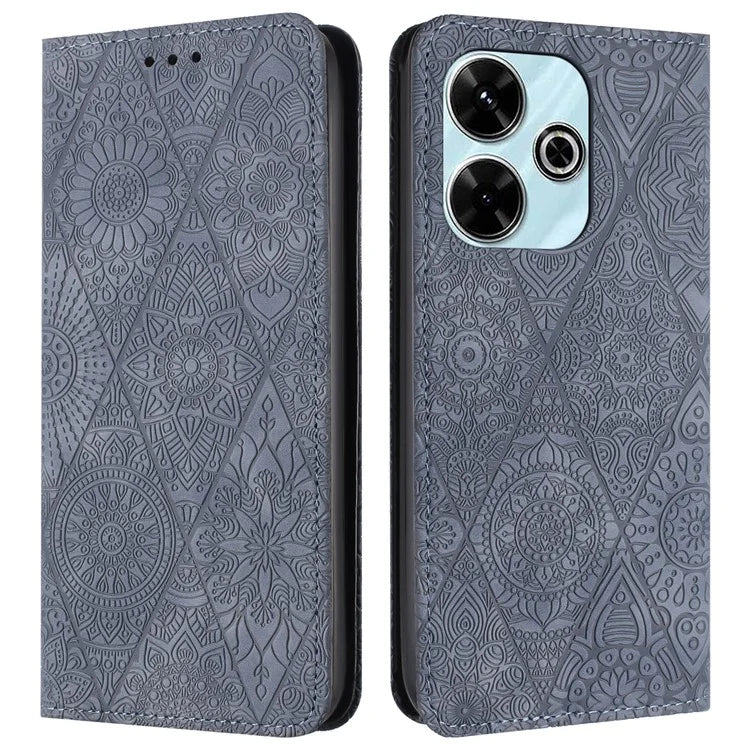 For Xiaomi Redmi 13 5G  /  13 4G Case Imprinted Flower Wallet Stand Leather Phone Cover
