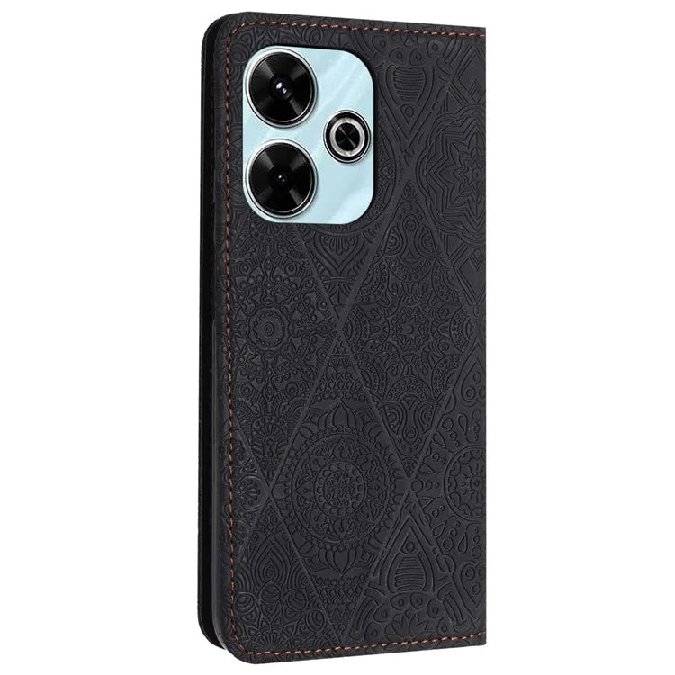 For Xiaomi Redmi 13 5G  /  13 4G Case Imprinted Flower Wallet Stand Leather Phone Cover