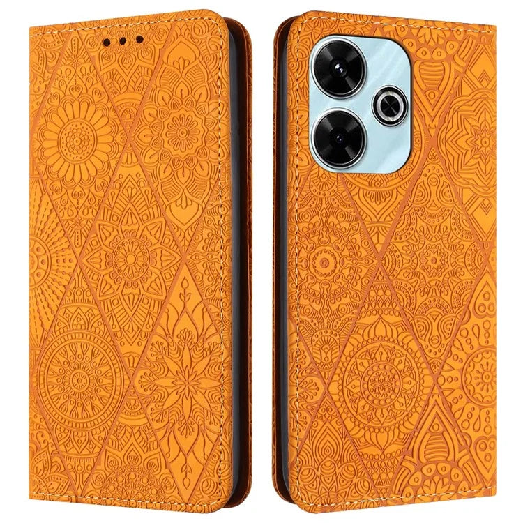 For Xiaomi Redmi 13 5G  /  13 4G Case Imprinted Flower Wallet Stand Leather Phone Cover