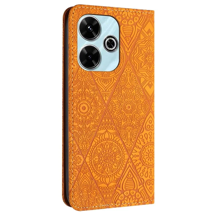 For Xiaomi Redmi 13 5G  /  13 4G Case Imprinted Flower Wallet Stand Leather Phone Cover
