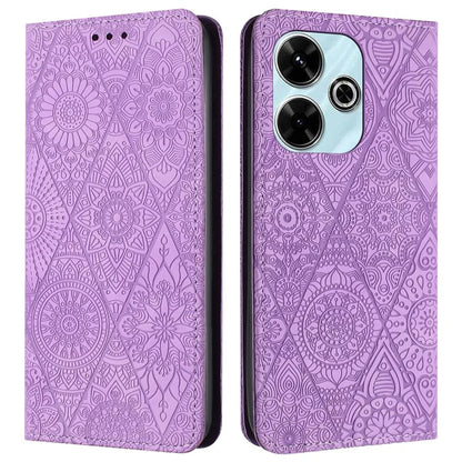 For Xiaomi Redmi 13 5G  /  13 4G Case Imprinted Flower Wallet Stand Leather Phone Cover