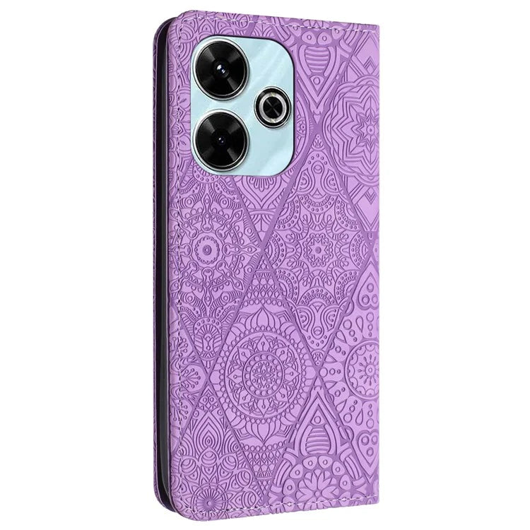 For Xiaomi Redmi 13 5G  /  13 4G Case Imprinted Flower Wallet Stand Leather Phone Cover