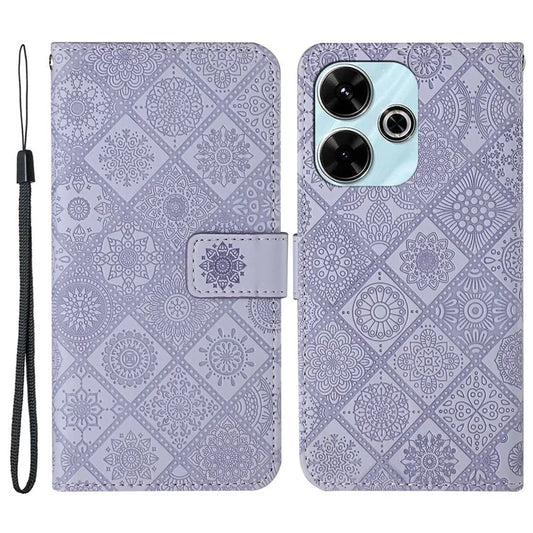 For Xiaomi Redmi 13 5G  /  13 4G Leather Case Ethnic Style Phone Wallet Cover with Strap
