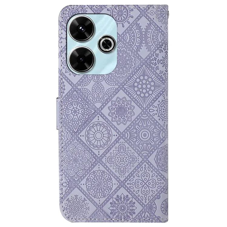 For Xiaomi Redmi 13 5G  /  13 4G Leather Case Ethnic Style Phone Wallet Cover with Strap