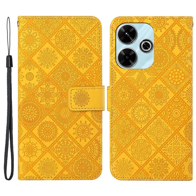 For Xiaomi Redmi 13 5G  /  13 4G Leather Case Ethnic Style Phone Wallet Cover with Strap