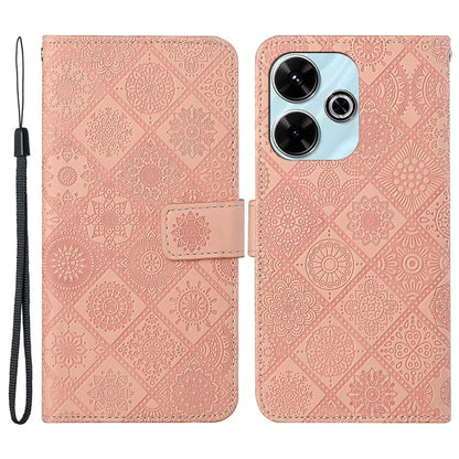 For Xiaomi Redmi 13 5G  /  13 4G Leather Case Ethnic Style Phone Wallet Cover with Strap