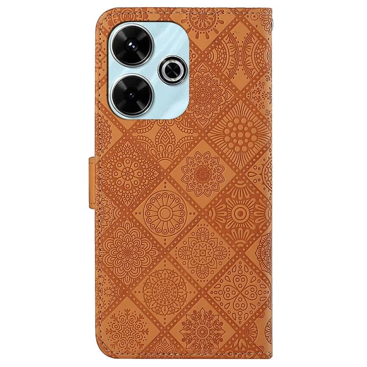 For Xiaomi Redmi 13 5G  /  13 4G Leather Case Ethnic Style Phone Wallet Cover with Strap