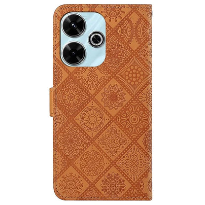 For Xiaomi Redmi 13 5G  /  13 4G Leather Case Ethnic Style Phone Wallet Cover with Strap