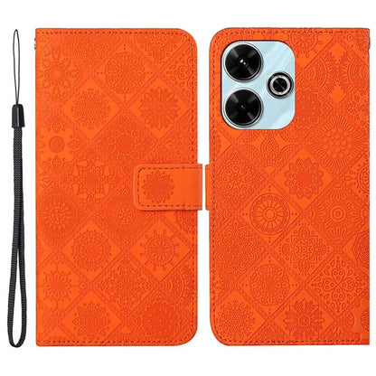 For Xiaomi Redmi 13 5G  /  13 4G Leather Case Ethnic Style Phone Wallet Cover with Strap