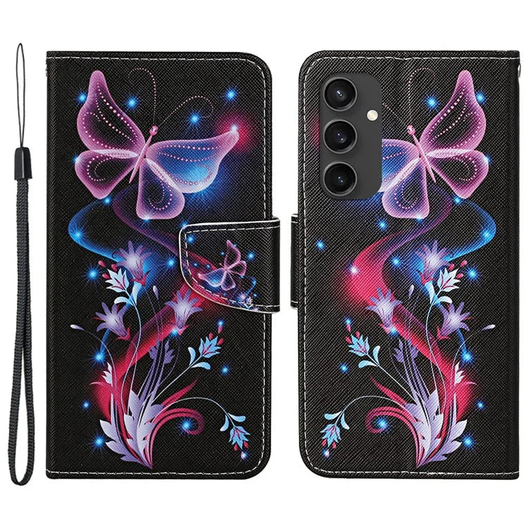 For Samsung Galaxy S24 FE Case Pattern Printing Protective Leather Folio Phone Cover