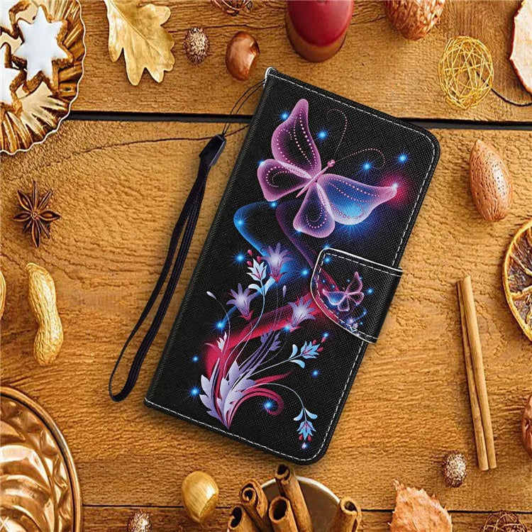 For Samsung Galaxy S24 FE Case Pattern Printing Protective Leather Folio Phone Cover