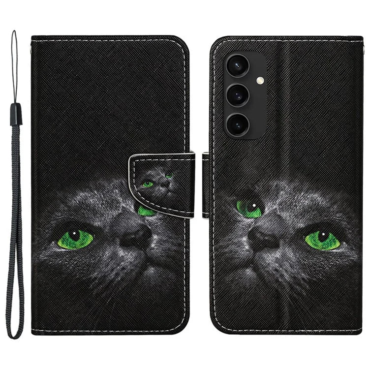 For Samsung Galaxy S24 FE Case Pattern Printing Protective Leather Folio Phone Cover