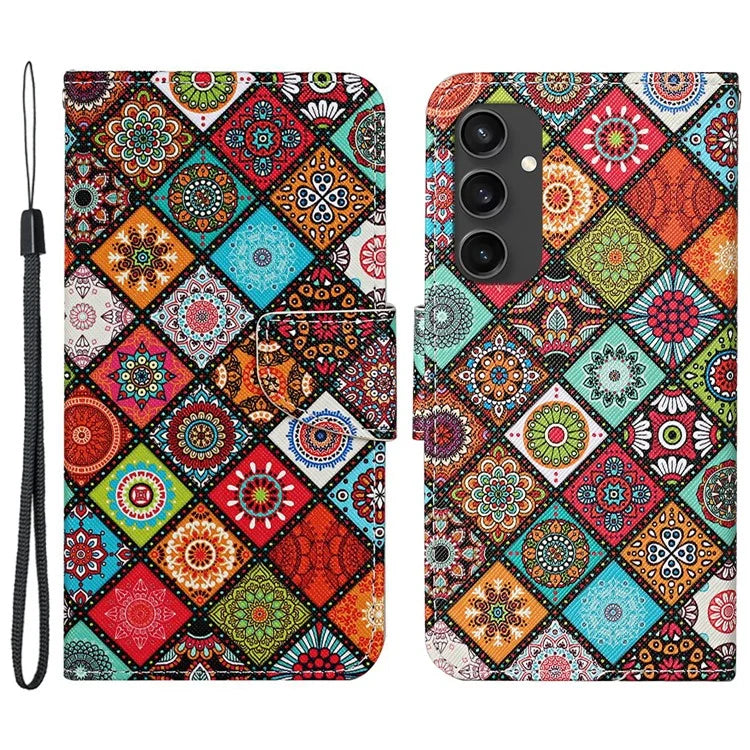 For Samsung Galaxy S24 FE Case Pattern Printing Protective Leather Folio Phone Cover