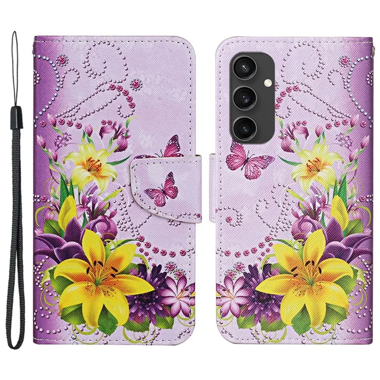 For Samsung Galaxy S24 FE Case Pattern Printing Protective Leather Folio Phone Cover