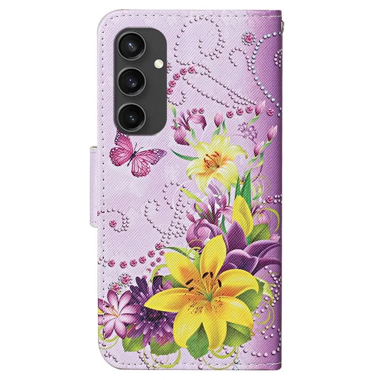 For Samsung Galaxy S24 FE Case Pattern Printing Protective Leather Folio Phone Cover