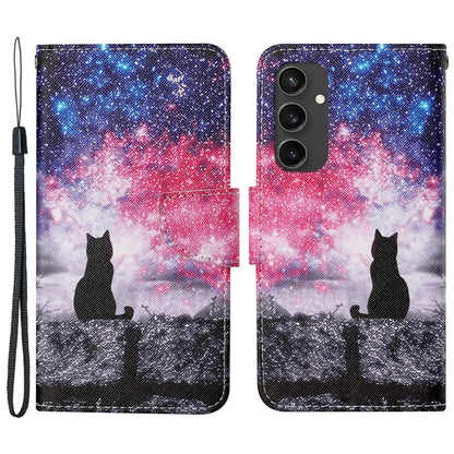For Samsung Galaxy S24 FE Case Pattern Printing Protective Leather Folio Phone Cover