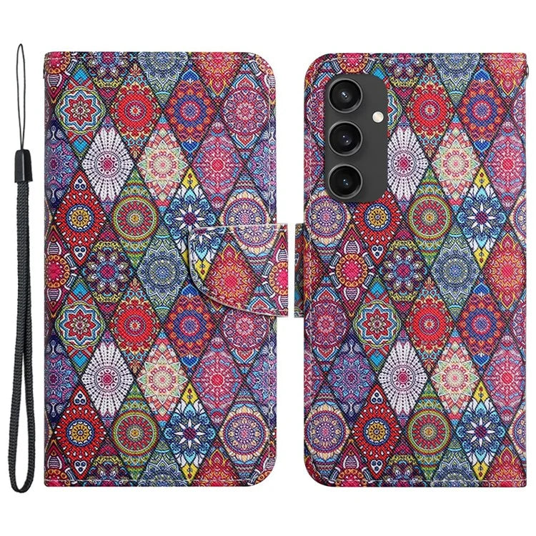 For Samsung Galaxy S24 FE Case Pattern Printing Protective Leather Folio Phone Cover