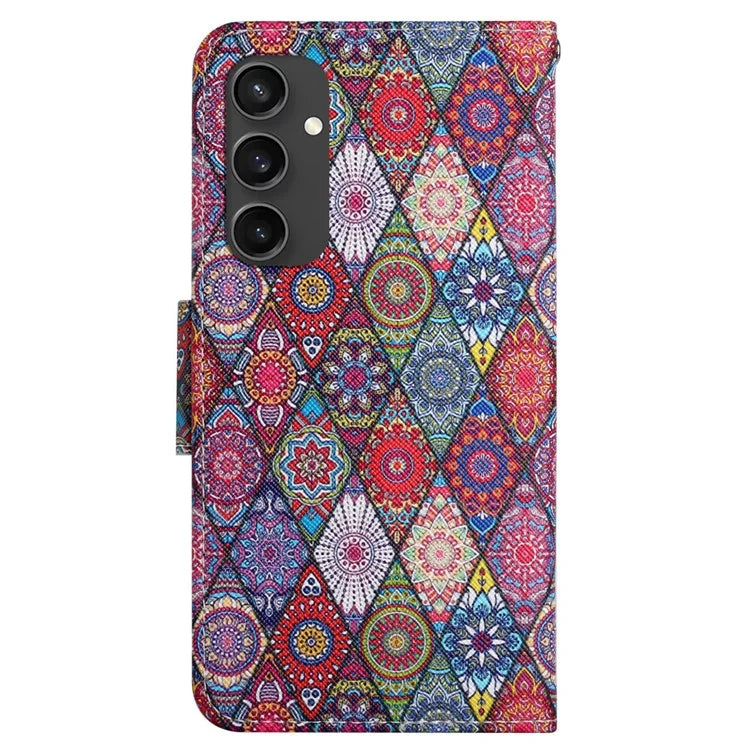 For Samsung Galaxy S24 FE Case Pattern Printing Protective Leather Folio Phone Cover