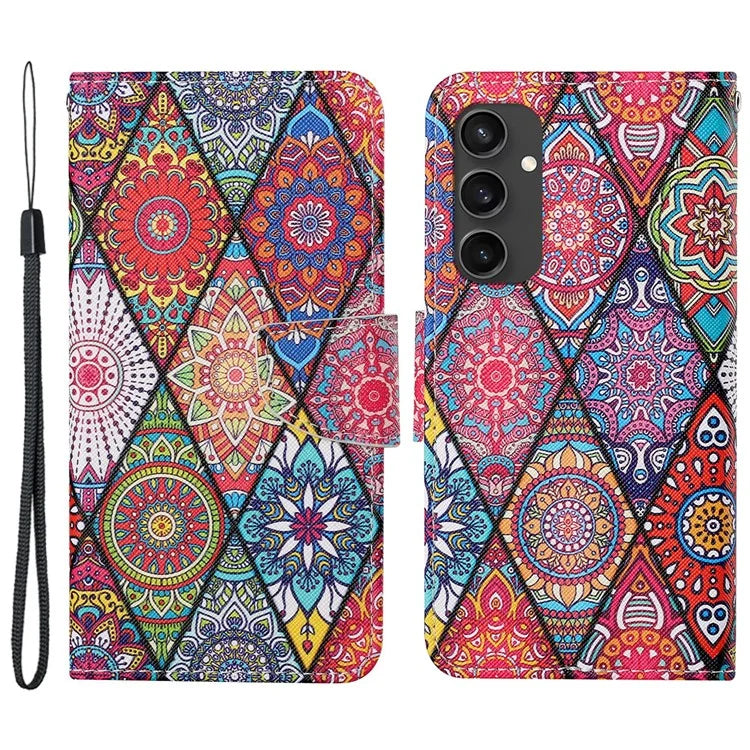 For Samsung Galaxy S24 FE Case Pattern Printing Protective Leather Folio Phone Cover