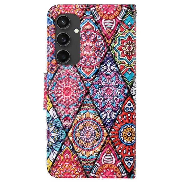 For Samsung Galaxy S24 FE Case Pattern Printing Protective Leather Folio Phone Cover