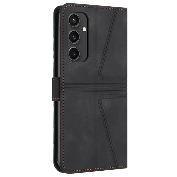 For Samsung Galaxy S24 FE Case Triangle Imprinted Anti-Scratch Phone Wallet Cover
