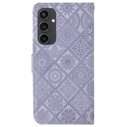 For Samsung Galaxy S24 FE Leather Case Ethnic Style Phone Wallet Cover with Strap