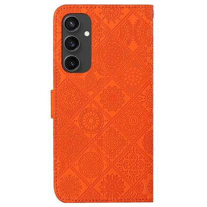 For Samsung Galaxy S24 FE Leather Case Ethnic Style Phone Wallet Cover with Strap