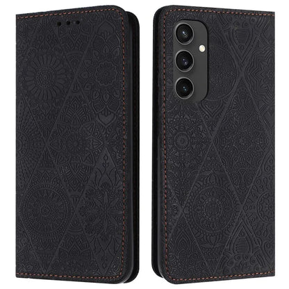 For Samsung Galaxy S24 FE Case Imprinted Flower Wallet Stand Leather Phone Cover