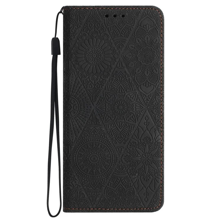 For Samsung Galaxy S24 FE Case Imprinted Flower Wallet Stand Leather Phone Cover
