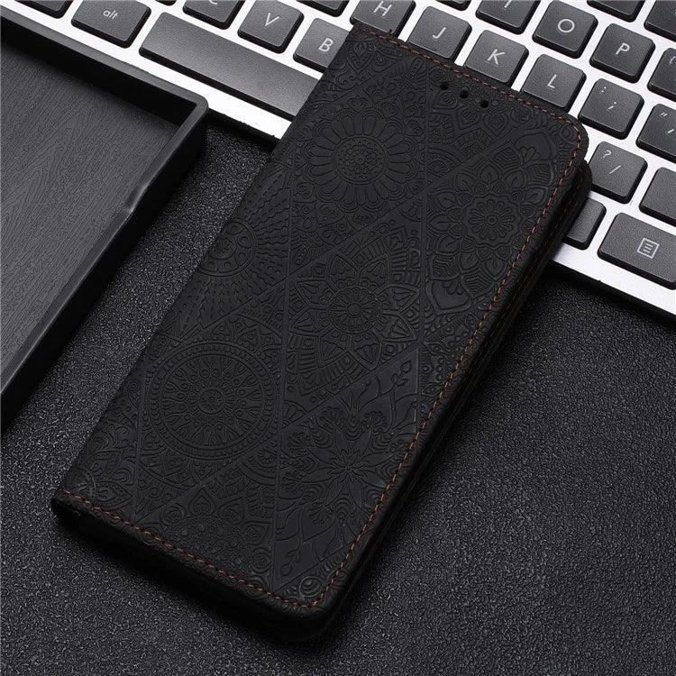 For Samsung Galaxy S24 FE Case Imprinted Flower Wallet Stand Leather Phone Cover