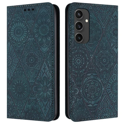 For Samsung Galaxy S24 FE Case Imprinted Flower Wallet Stand Leather Phone Cover