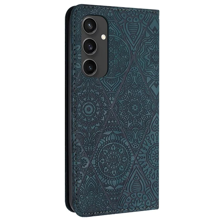 For Samsung Galaxy S24 FE Case Imprinted Flower Wallet Stand Leather Phone Cover