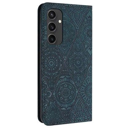For Samsung Galaxy S24 FE Case Imprinted Flower Wallet Stand Leather Phone Cover