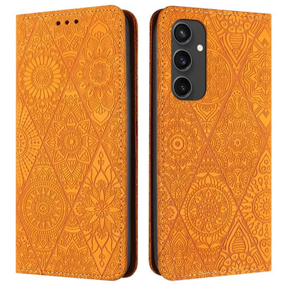 For Samsung Galaxy S24 FE Case Imprinted Flower Wallet Stand Leather Phone Cover