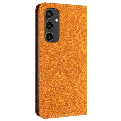 For Samsung Galaxy S24 FE Case Imprinted Flower Wallet Stand Leather Phone Cover