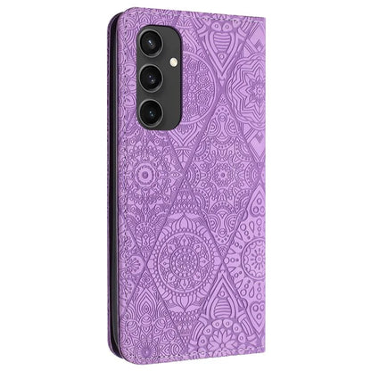 For Samsung Galaxy S24 FE Case Imprinted Flower Wallet Stand Leather Phone Cover