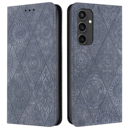 For Samsung Galaxy S24 FE Case Imprinted Flower Wallet Stand Leather Phone Cover