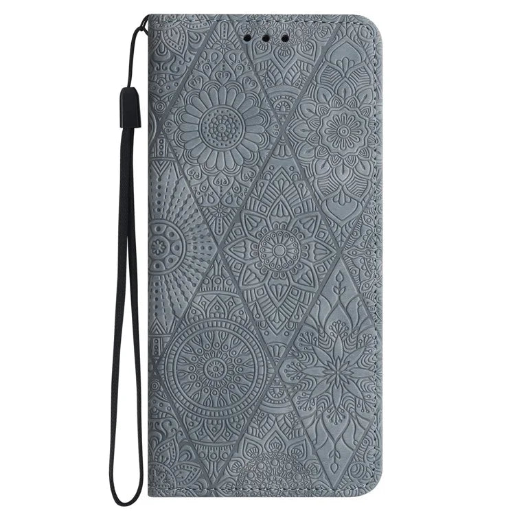 For Samsung Galaxy S24 FE Case Imprinted Flower Wallet Stand Leather Phone Cover
