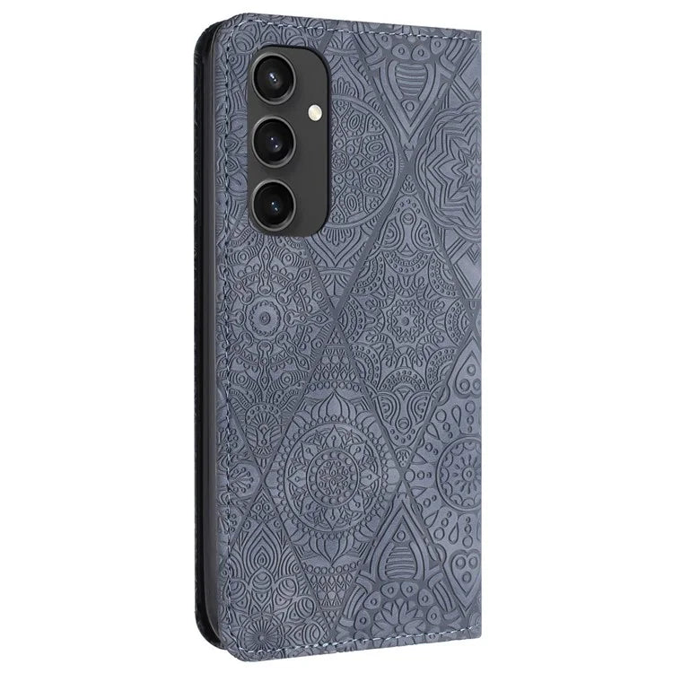 For Samsung Galaxy S24 FE Case Imprinted Flower Wallet Stand Leather Phone Cover
