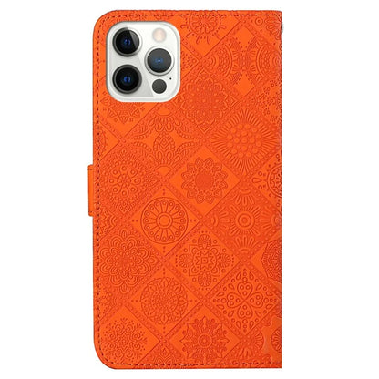 For iPhone 16 Pro Leather Case Ethnic Style Phone Wallet Cover with Strap