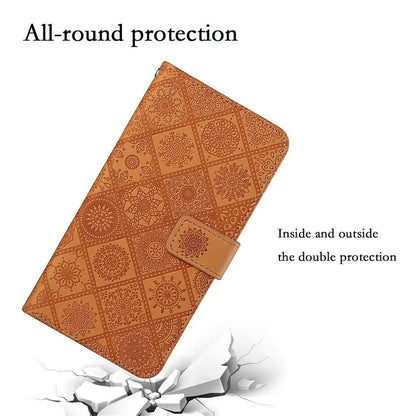 For iPhone 16 Pro Leather Case Ethnic Style Phone Wallet Cover with Strap