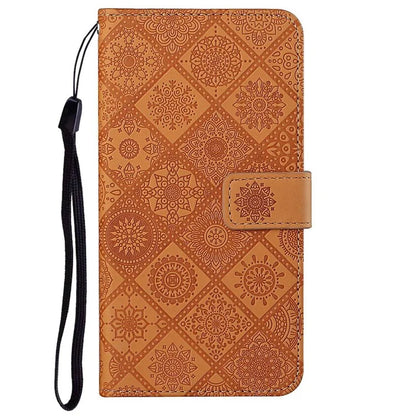 For iPhone 16 Pro Leather Case Ethnic Style Phone Wallet Cover with Strap