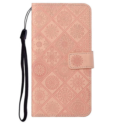 For iPhone 16 Pro Leather Case Ethnic Style Phone Wallet Cover with Strap