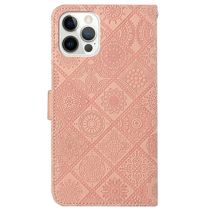 For iPhone 16 Pro Leather Case Ethnic Style Phone Wallet Cover with Strap