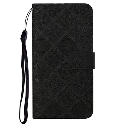 For iPhone 16 Pro Leather Case Ethnic Style Phone Wallet Cover with Strap