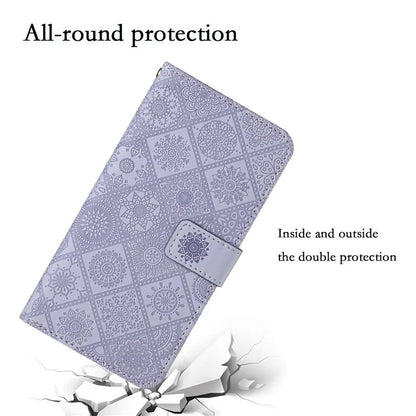 For iPhone 16 Pro Leather Case Ethnic Style Phone Wallet Cover with Strap