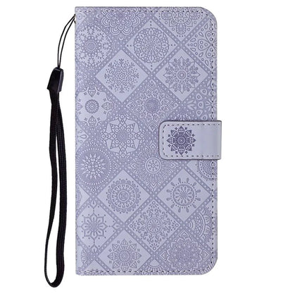 For iPhone 16 Pro Leather Case Ethnic Style Phone Wallet Cover with Strap