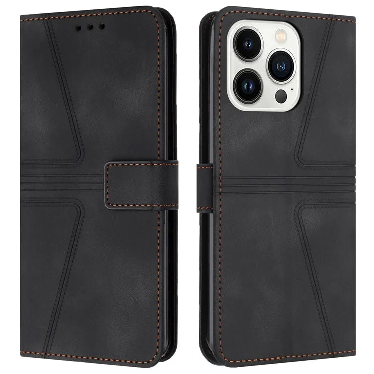 For iPhone 16 Pro Max Case Triangle Imprinted Anti-Scratch Phone Wallet Cover