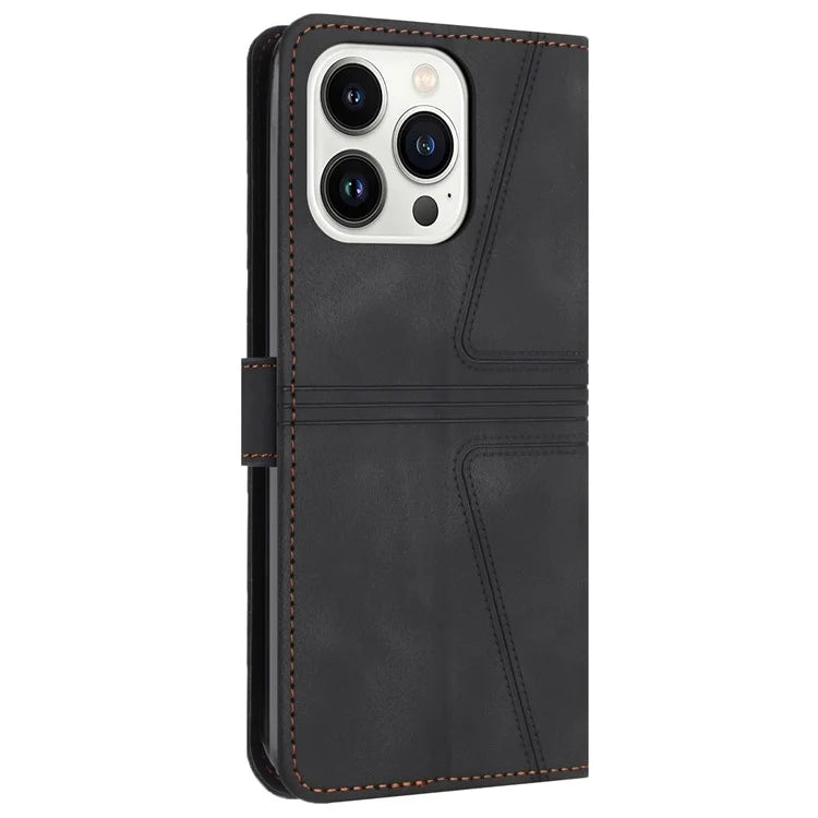 For iPhone 16 Pro Max Case Triangle Imprinted Anti-Scratch Phone Wallet Cover