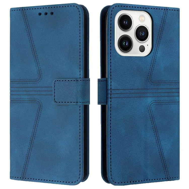 For iPhone 16 Pro Max Case Triangle Imprinted Anti-Scratch Phone Wallet Cover
